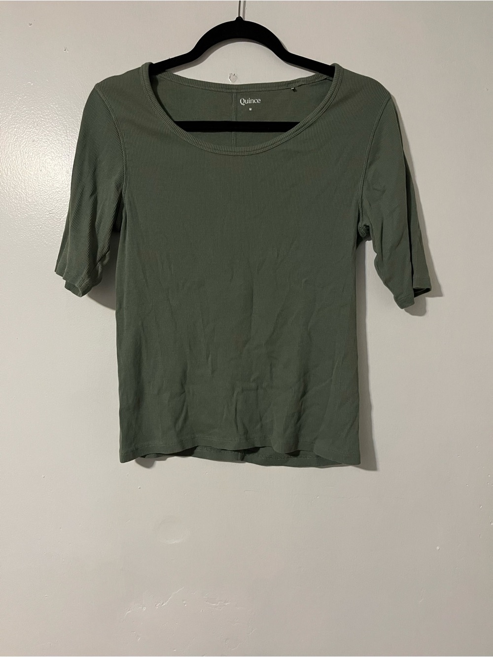 Quince Olive Scoop Neck Short Sleeve Top